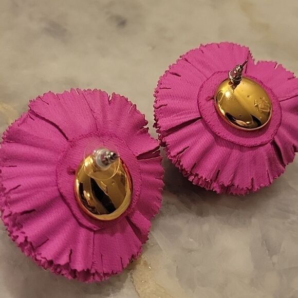 NWT Kate Spade RARE Pink Carnation Flower Fiesta Pom Rosette Large Earrings NEW - Picture 4 of 6